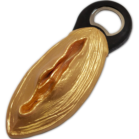 Abridor Negro Con Forma Vagina Dorado