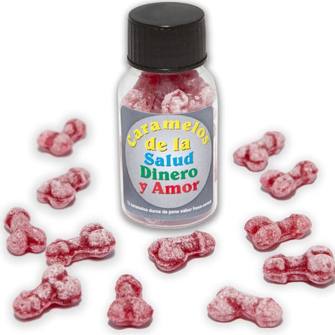 12 Caramelos De La Salud-Dinero-Amor Forma Pene Fresa/Cereza