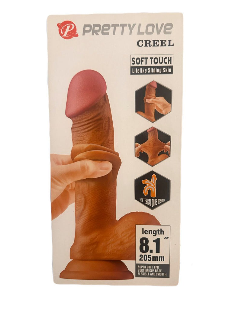 Sliding Skin Series Dildo Realístico Con Ventosa Piel Deslizante Mulato 20.5 Cm