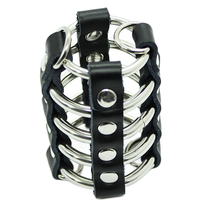 Jaula Pene Con Anillas Metalicas Y Correas Piel