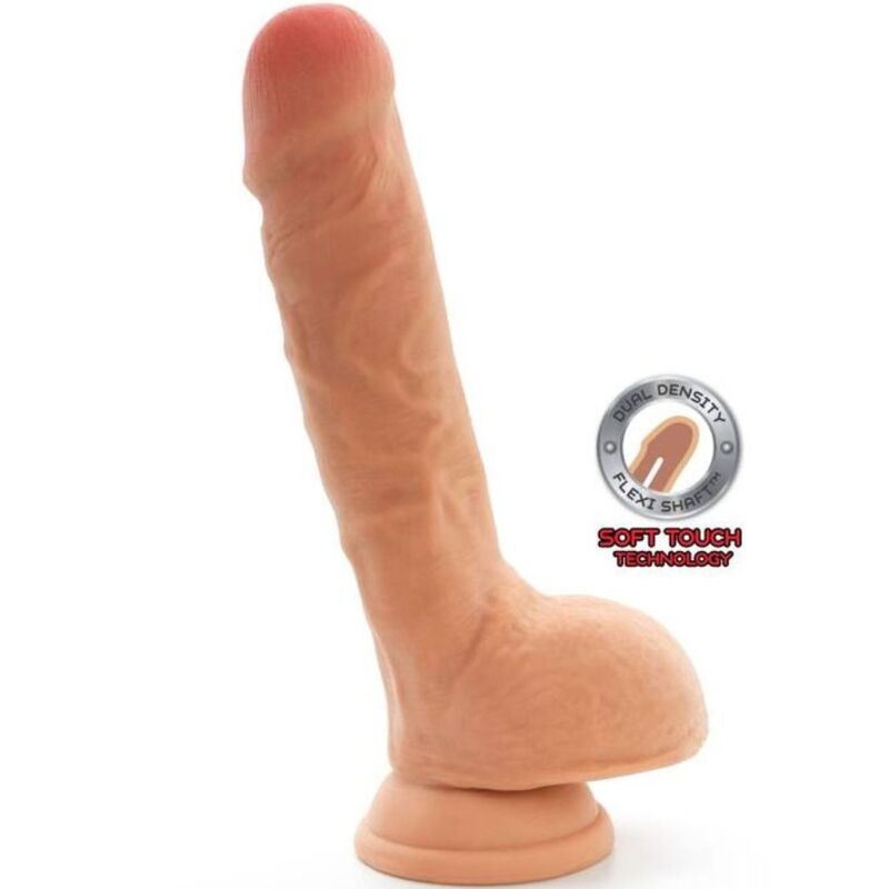 Dual Density Dildo 18 Cm Con Testículos Natural