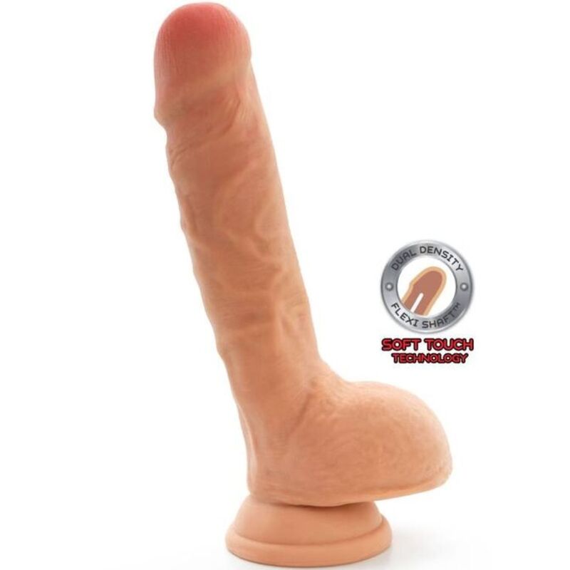 Dual Density Dildo 25,5 Cm Con Testículos Natural