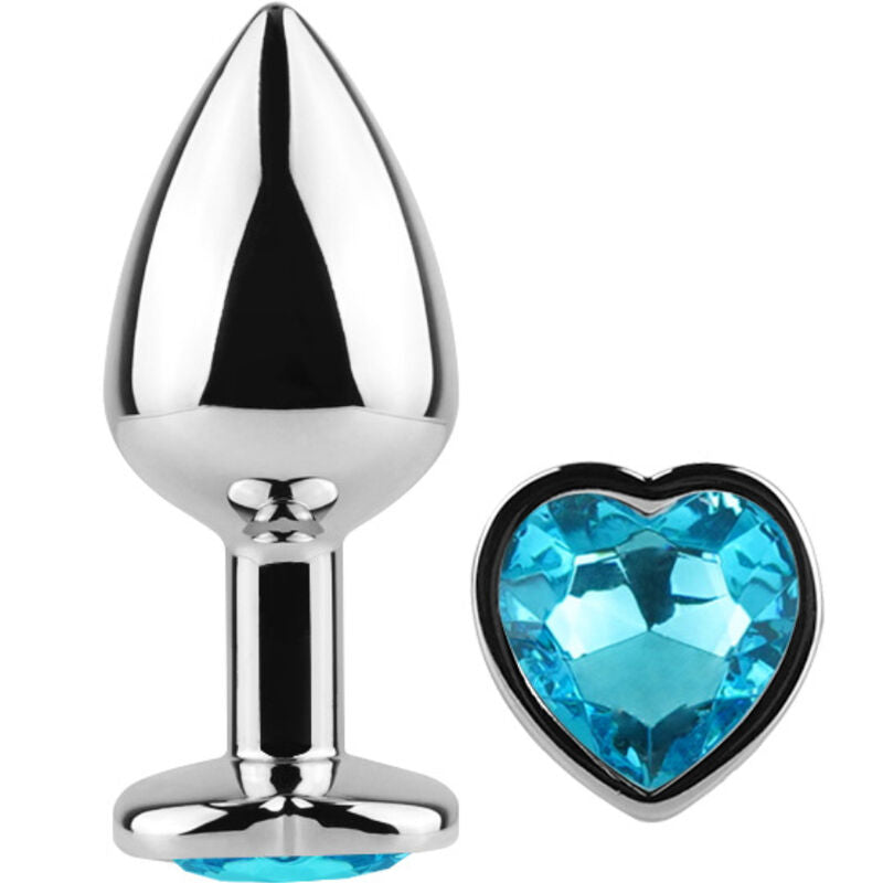 Metal Butt Plug Corazón Azul Talla S 7 Cm
