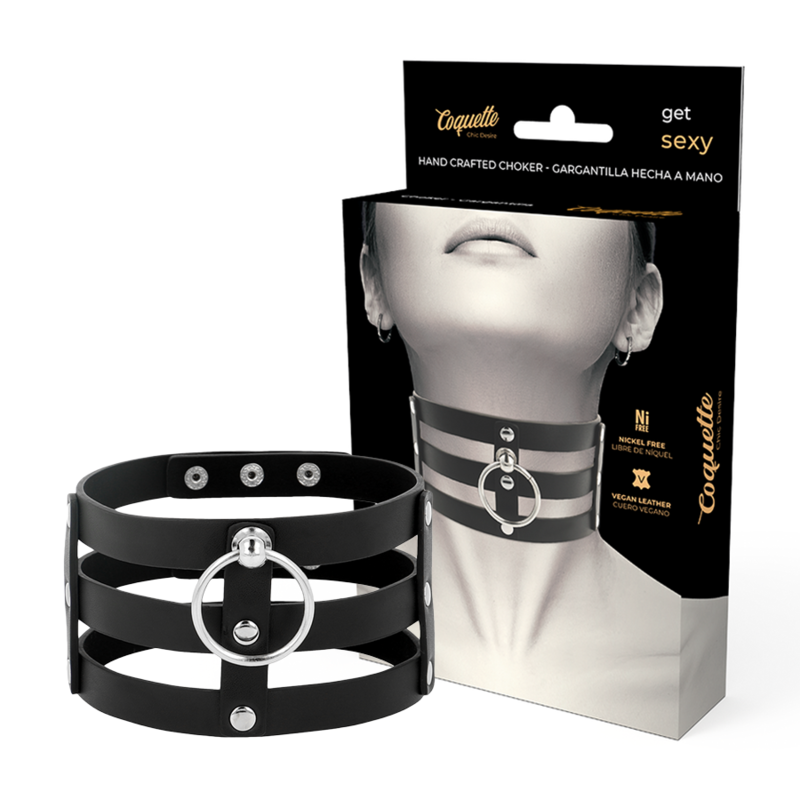 Choker Cuero Vegano Estilo Fetish