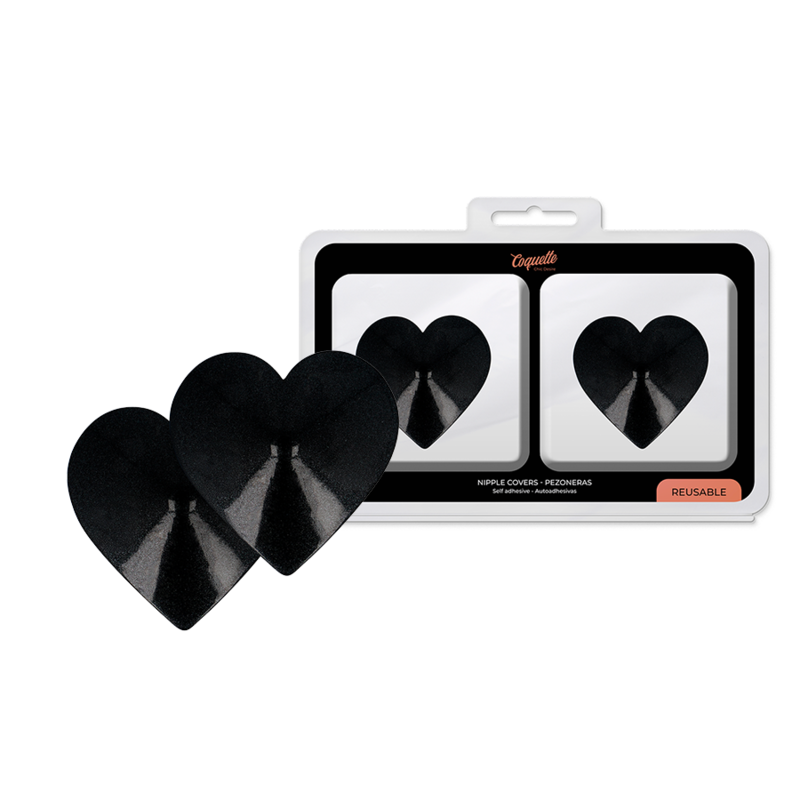 Cubre Pezones Metal Corazones Negros