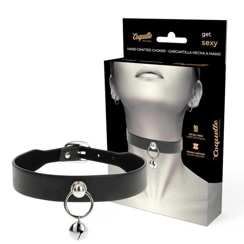 Collar Cuero Vegano Accesorio Woman Cascabel/Aro