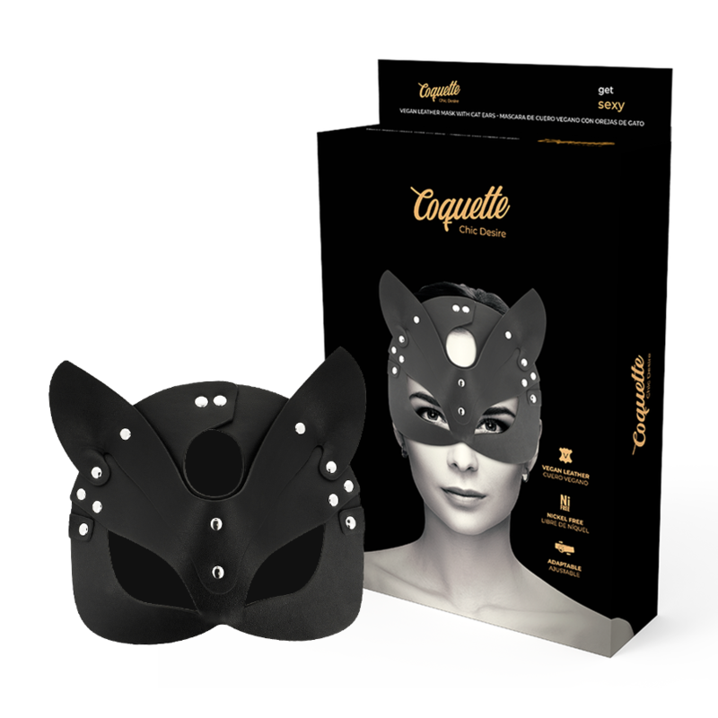 Mascara Cuero Vegano Con Orejas De Gato