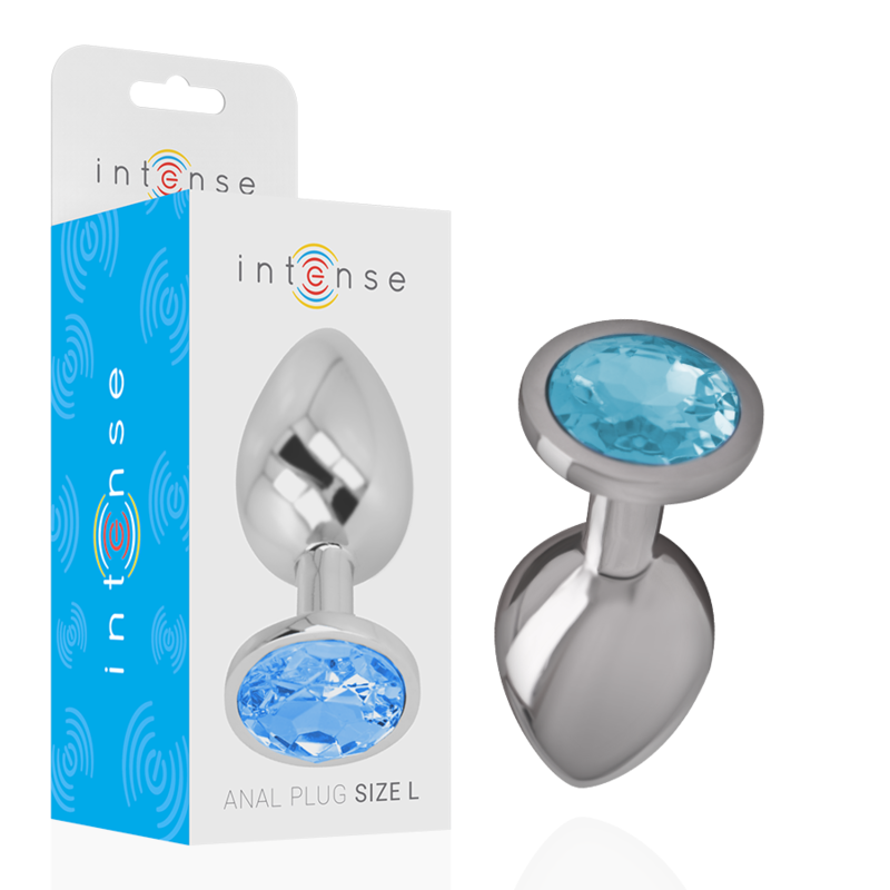 Plug Anal Metal Aluminio Con Cristal Azul Talla L