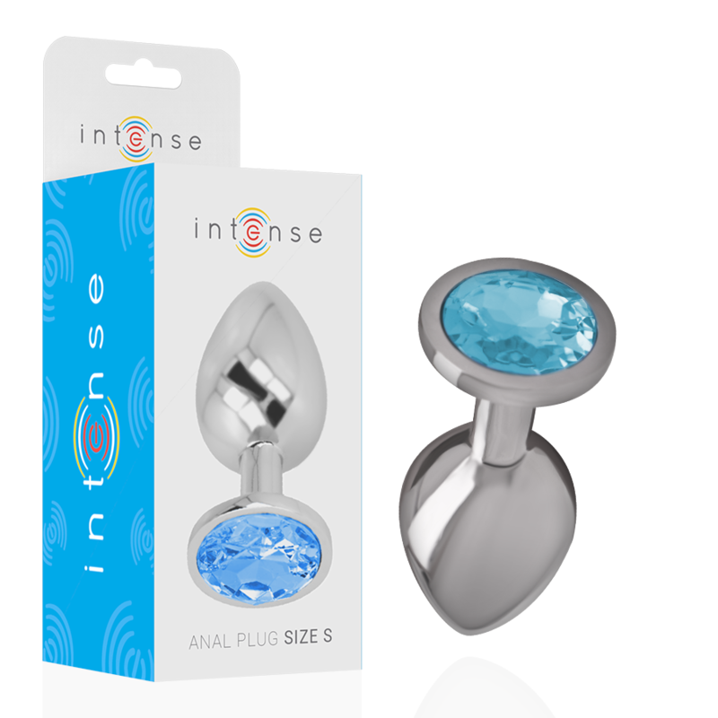 Plug Anal Metal Aluminio Con Cristal Azul Talla S