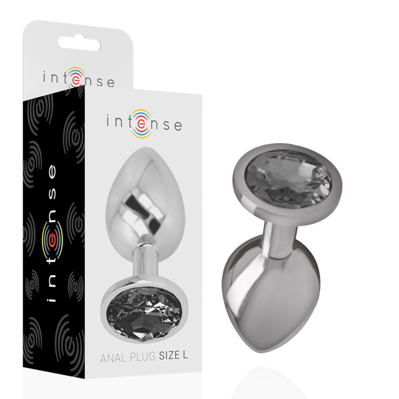 Plug Anal Metal Aluminio Con Cristal Negro Talla L