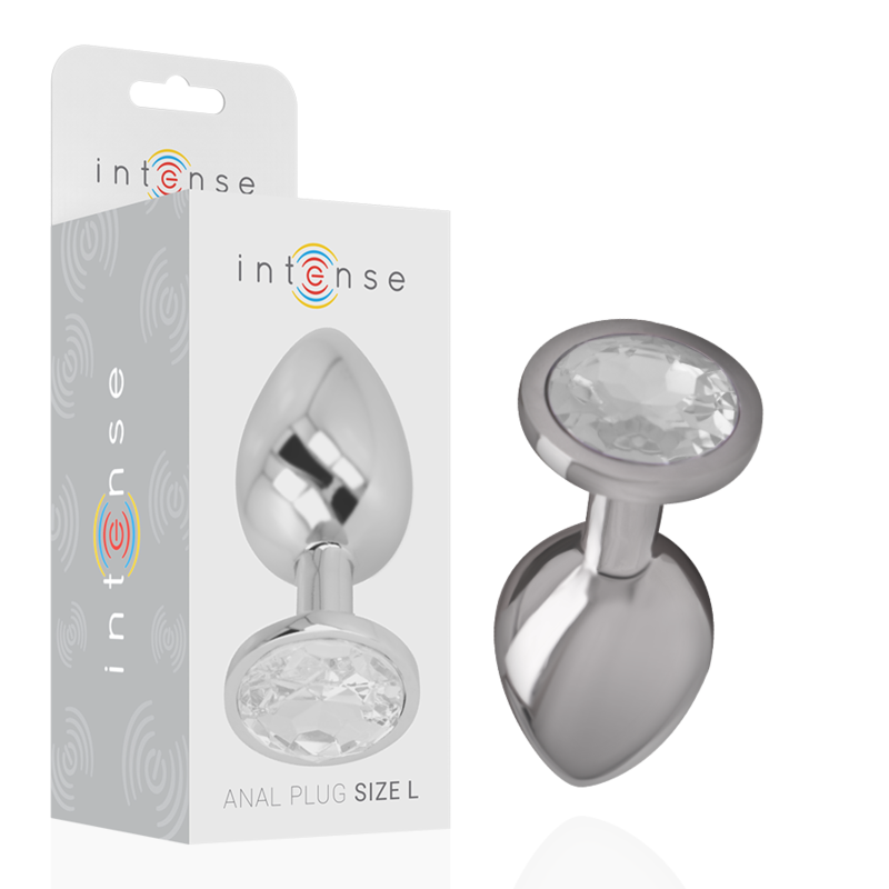 Plug Anal Metal Aluminio Con Cristal Plata Talla L