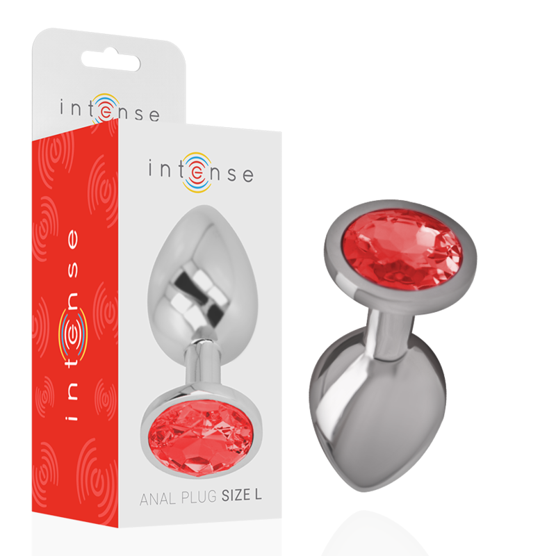 Plug Anal Metal Aluminio Con Cristal Rojo Talla L