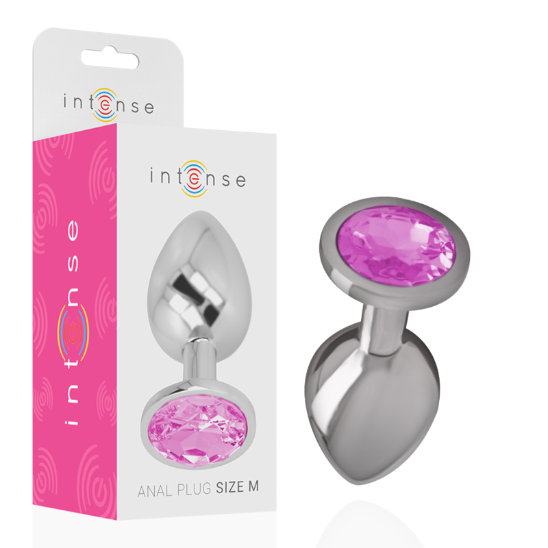 Plug Anal Metal Aluminio Con Cristal Rosa Talla M