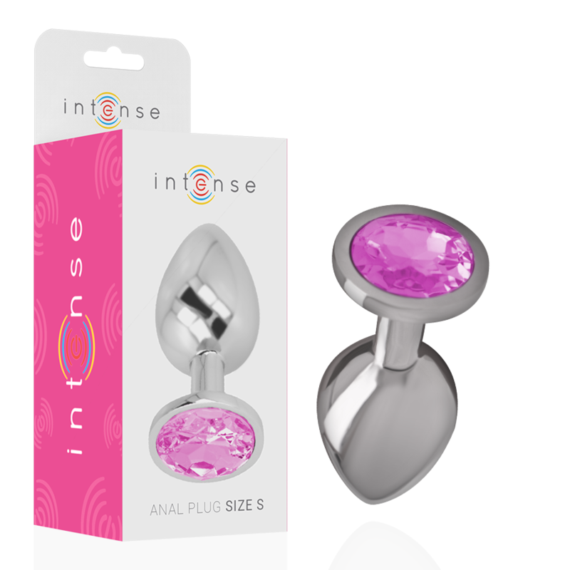 Plug Anal Metal Aluminio Con Cristal Rosa Talla S