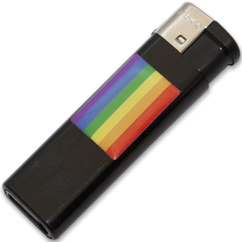 Mechero Negro Con Bandera Lgbt