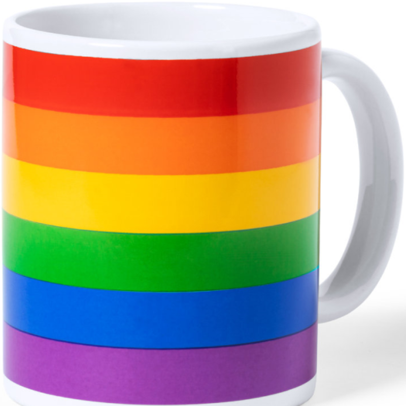 Taza Con La Bandera Lgbt En Caja Individual Kraft /Es/Pt/En/Fr/It/