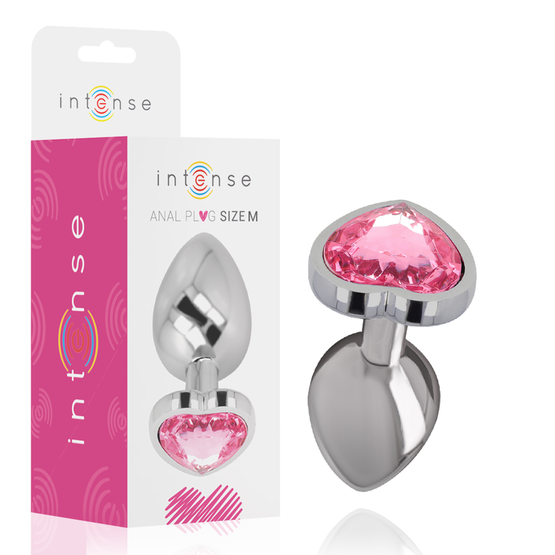 Plug Anal Metal Aluminio Corazón Rosa Talla M