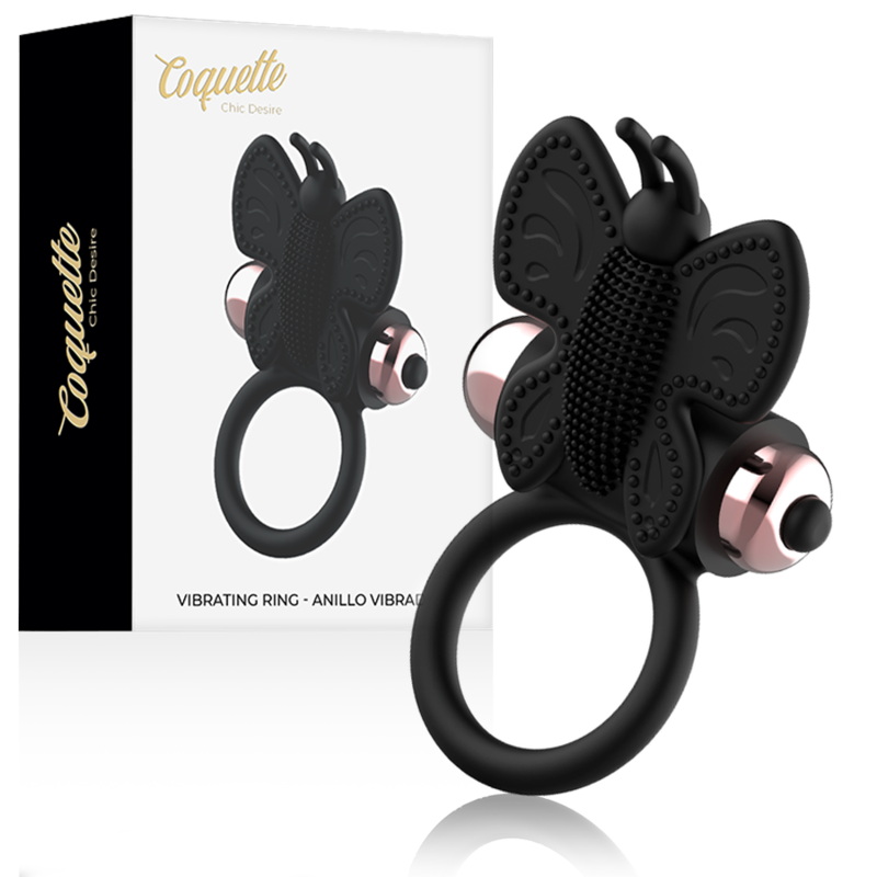 Cock Ring Butterfly Anillo Vibrador Negro / Gold