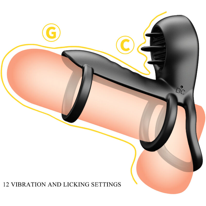 Jammy Funda De Pene 12 Vibraciones Con Lengua Recargable Silicona