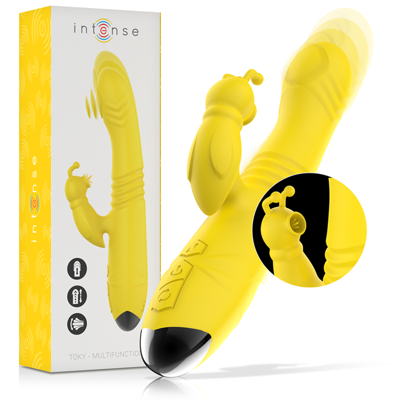 Toky Vibrador Multifunción Recargable Up & Down Con Estimulador De Clitoris Amarillo