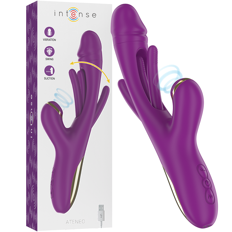 Ateneo Vibrador Multifunción Recargable 7 Vibraciónes Con Lengua Oscilante Y Succionador Morado