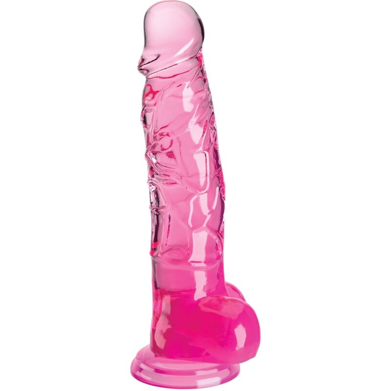 Clear Pene Realístico Con Testículos 16.5 Cm Rosa