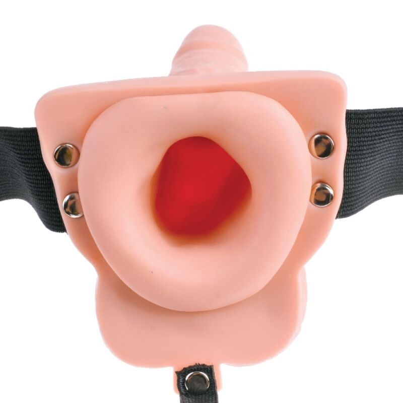 Arnés Ajustable Control Remoto Pene Realístico Con Testículos Recargable Y Vibrador 15 Cm