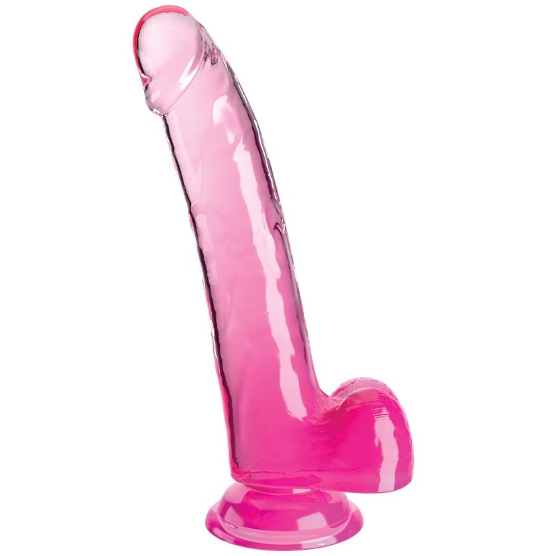 Clear Dildo Con Testículos 20.3 Cm Rosa