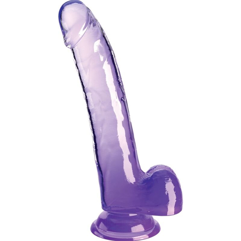 Clear Dildo Con Testículos 20.3 Cm Morado