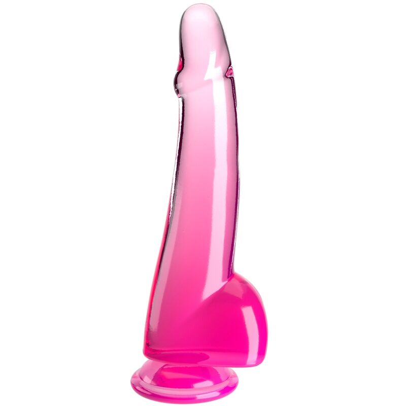 Clear Dildo Con Testículos 19 Cm Rosa