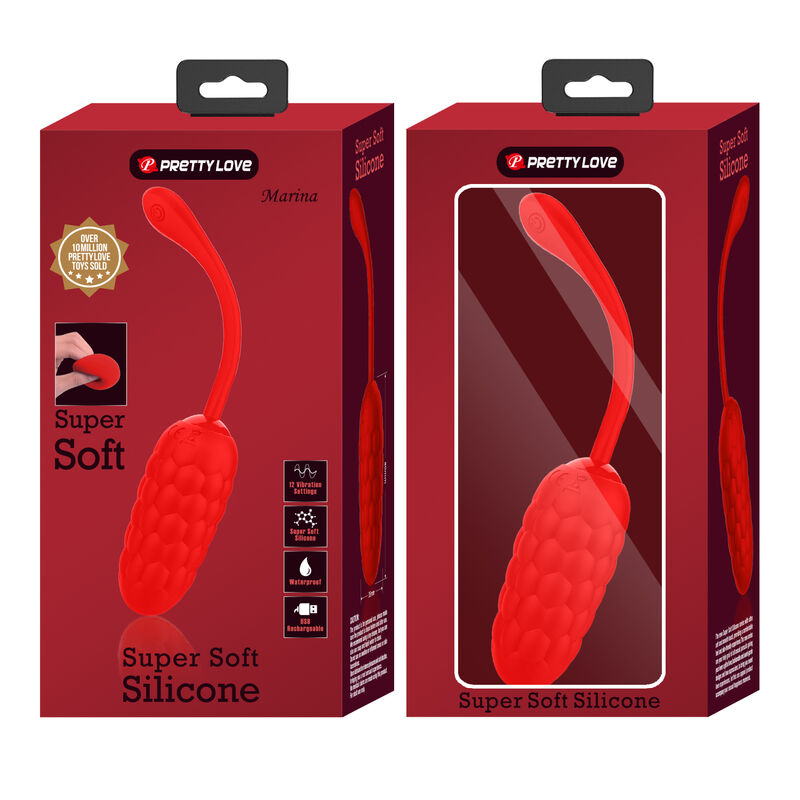 Huevo Vibrador Con Textura Marina Recargable Rojo
