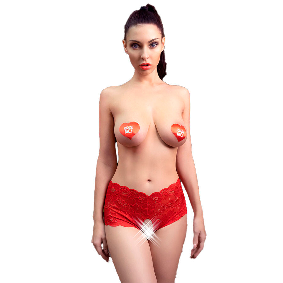 Cr 4641 Panties Crotchless Rojo S/M