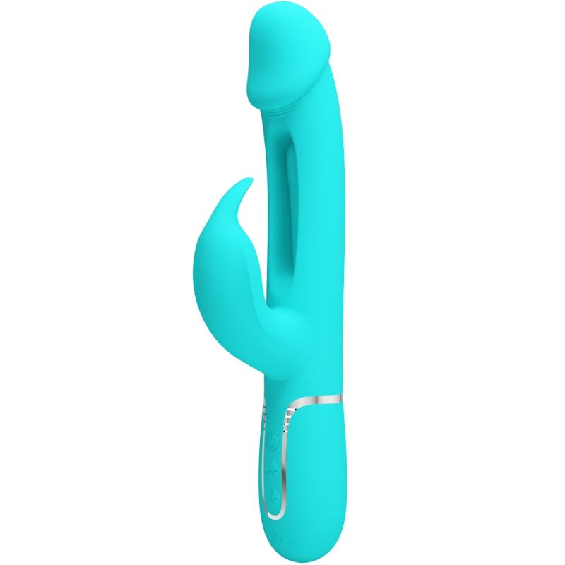 Kampas Vibrador Rabbit 3 En 1 Multifunción Con Lengua Verde Agua