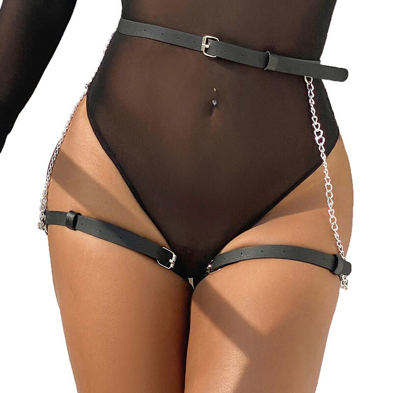 Arnés Forma Cinturon Cuero Negro Talla Única