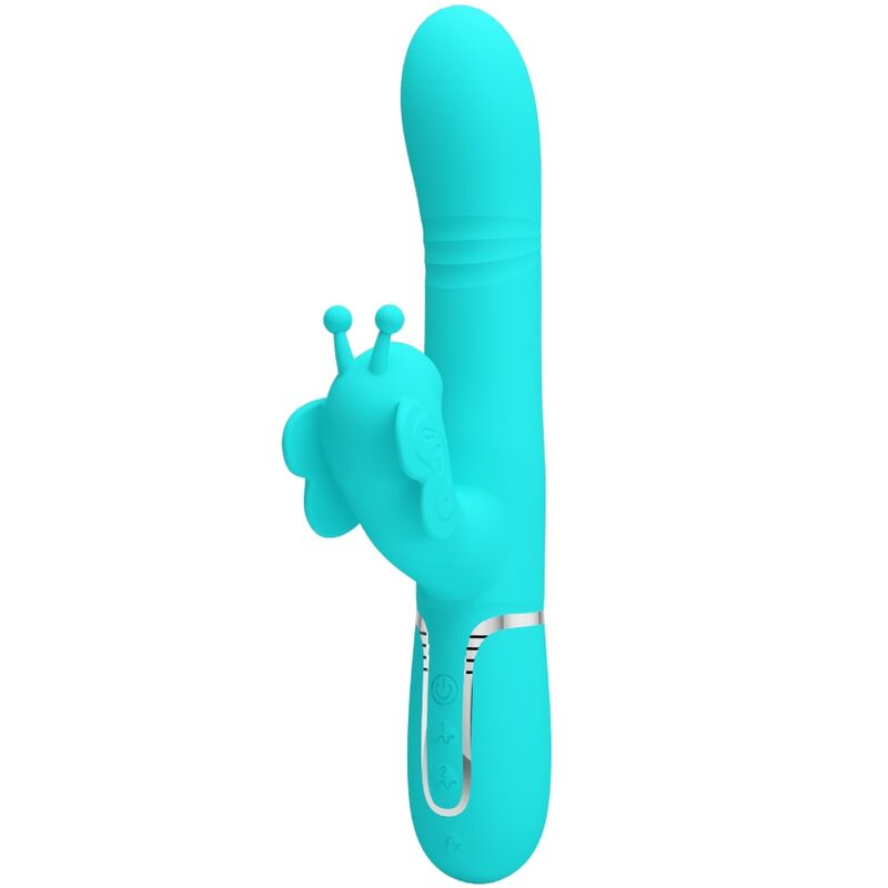 Vibrador Rabbit Multifunción 4 En 1 Mariposa Verde Agua