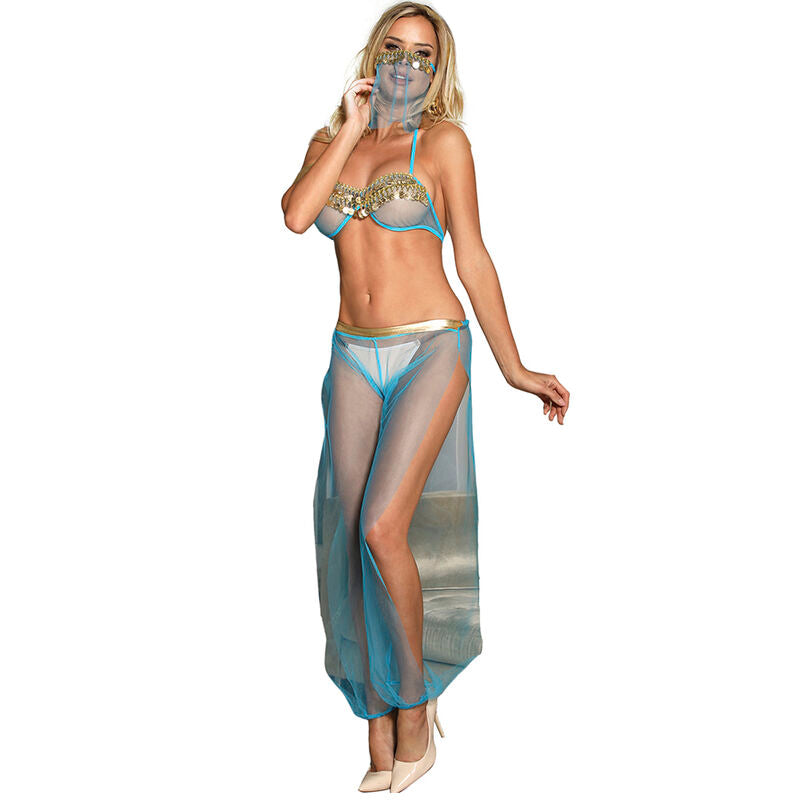Set De Lenceria India Style Azul S/M