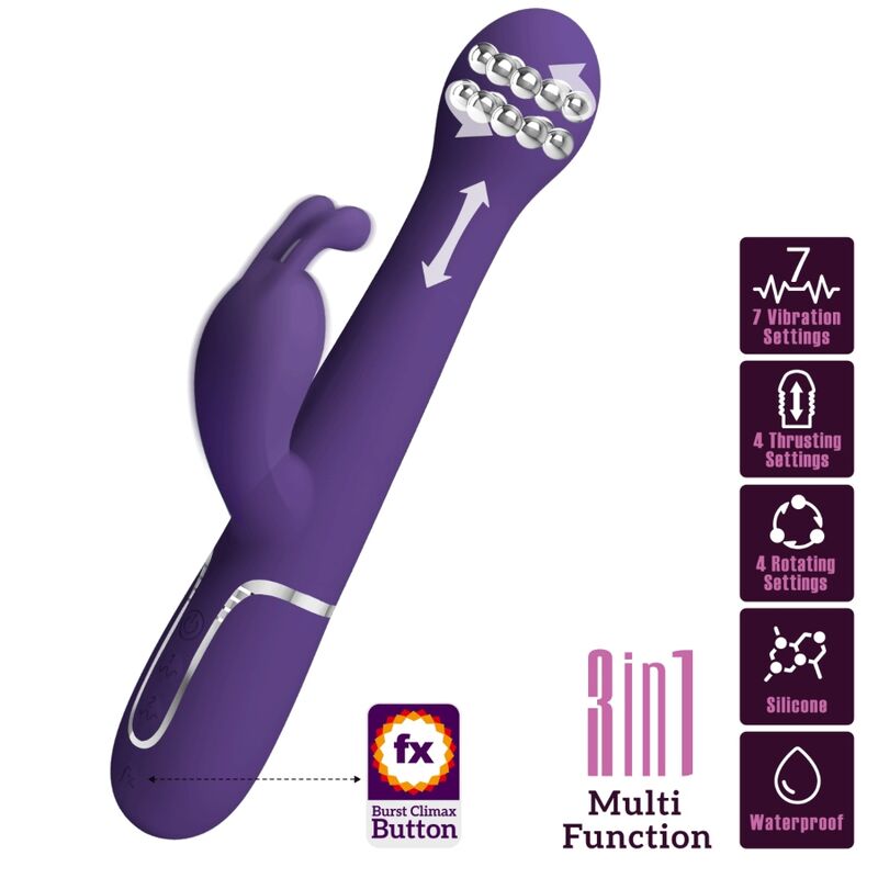 Dejon Vibrador Rabbit 3 En 1 Multifunción Morado