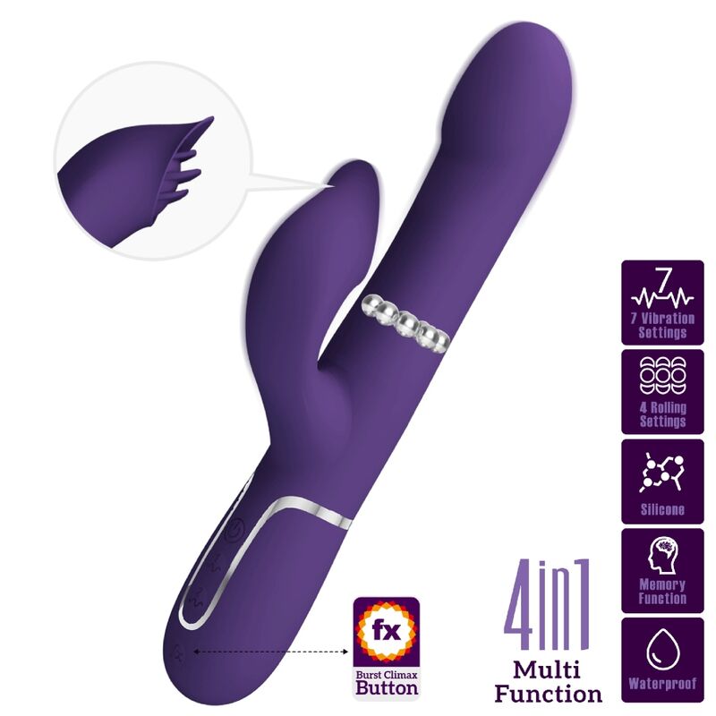 Zalin Vibrador Rabbit Perlas 4 En 1 Morado