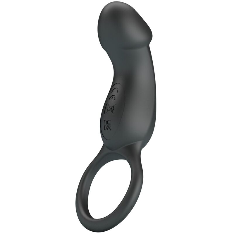 Trae Anillo Vibrador Con Estimulador Negro