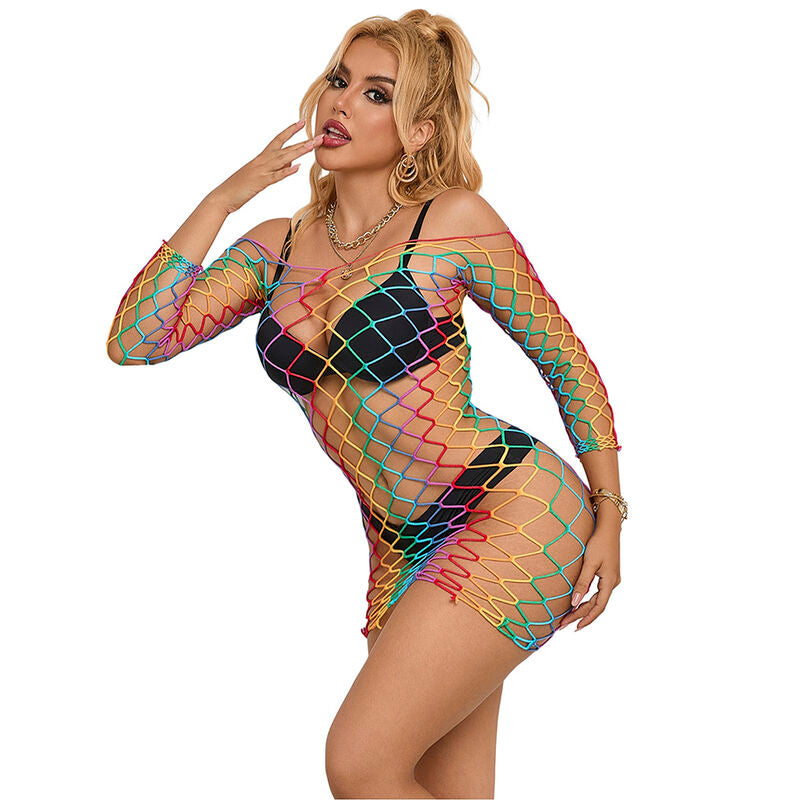 952426 Vestido De Rejilla Manga Larga Arcoiris Talla Única