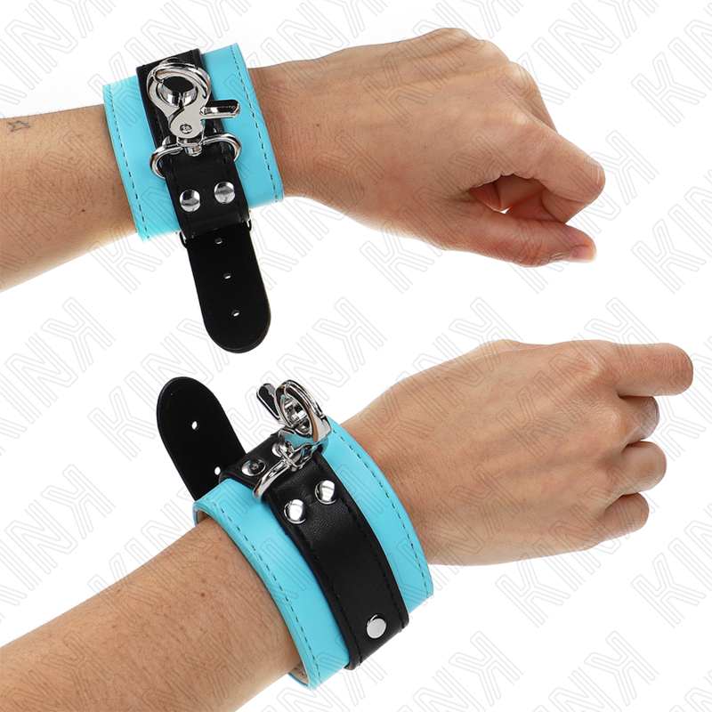 Muñequeras Con Cierre Premium Negro / Azul Ajustable 21-28 Cm X 5.5 Cm