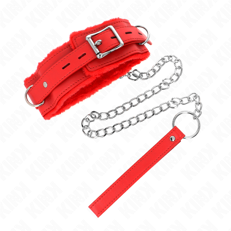 Collar Con Correa 65 Cm Con Restricciones Rojo Ajustable 36-42 Cm X 5.5 Cm
