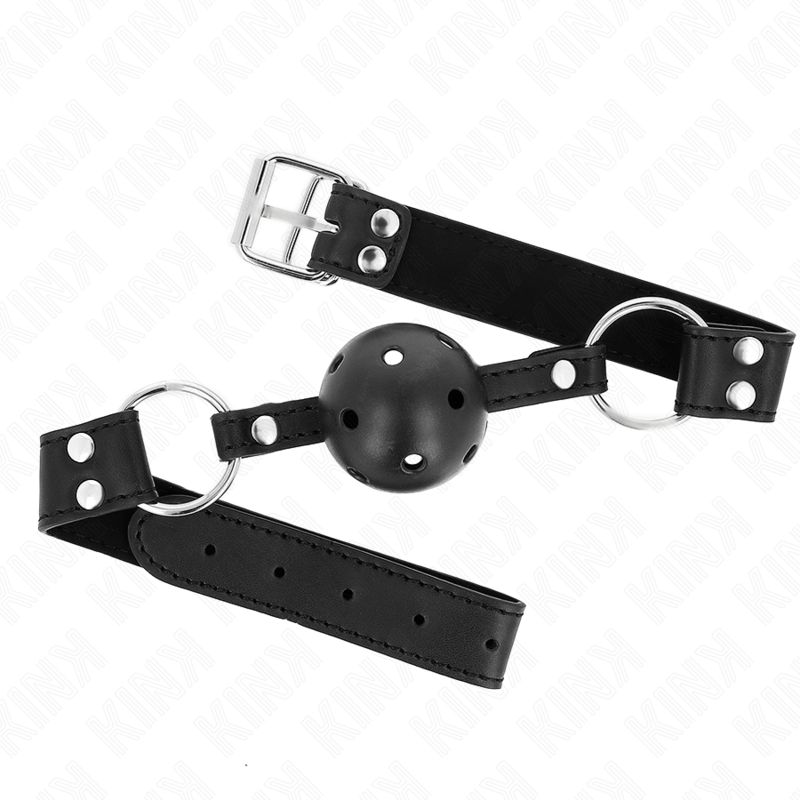 Mordaza De Bola 4 Cm Transpirable Con Doble Remache Modelo 1 Negro 62 X 2.5 Cm Ajustable 42-58 Cm