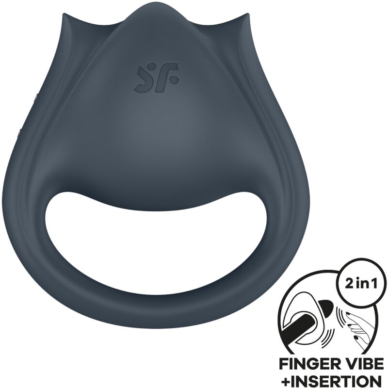 Perfect Pair 2 Multivibrador 2 En 1 Anillo Para Pene & Estimulador De Dedo Gris