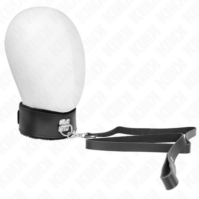 Collar Con Correa 116 Cm De Piel Negro Ajustable 40-48 Cm X 6 Cm