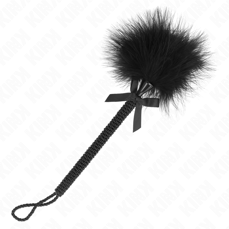 Masajeador De Cuerda De Nailon Con Plumas Para Cosquillas Y Lazo Negro 25 Cm