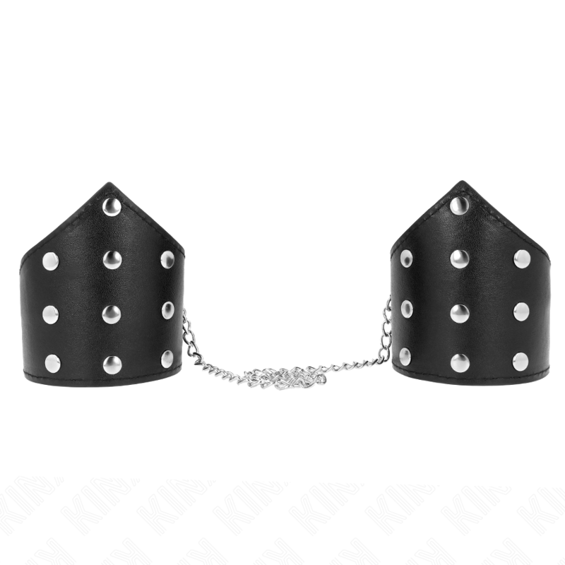 Muñequeras Estilo Puntiagudo Negro Con Cadena Ajustable 17-23 Cm X 8.5 Cm
