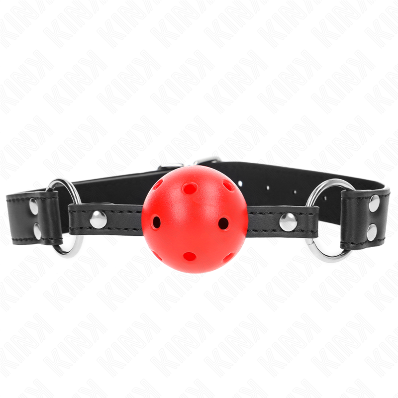 Mordaza De Bola 4 Cm Transpirable Con Doble Remache De Cuero 62 X 2.5 Cm Ajustable 42-58 Cm