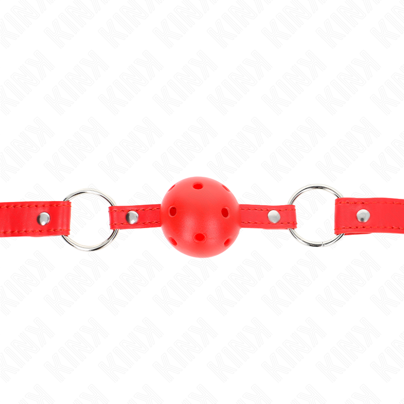 Mordaza De Bola 4 Cm Transpirable Con Doble Remache Modelo 1 Rojo 62 X 2.5 Cm Ajustable 42-58 Cm