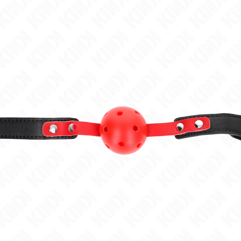 Mordaza De Bola 4 Cm Dura Hueca Rojo Correa Negra 60 X 2 Cm Ajustable 37-52 Cm